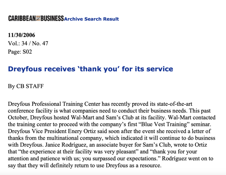 Dreyfous receives ‘thank you’ for its service